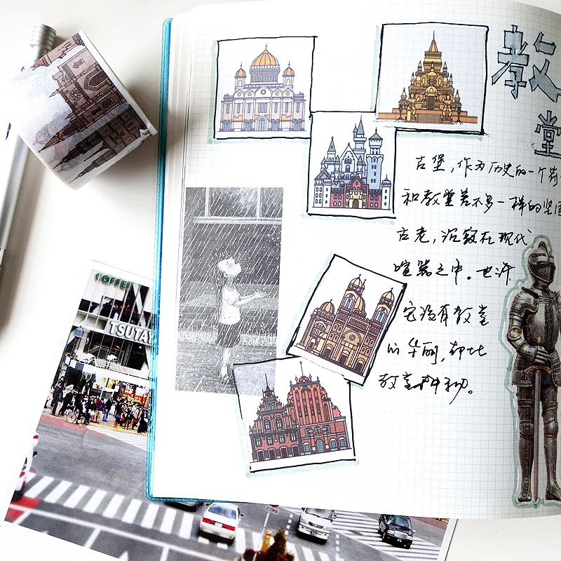 4 см замок домик декоративный узор васи клейкая лента DIY Скрапбукинг наклейка