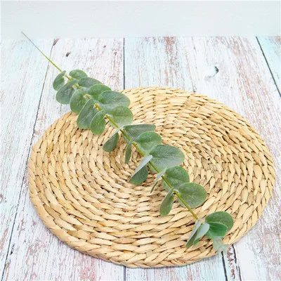 white green long 1 шт. имитация зеленого растения лист эвкалипта Искусственные Цветы Листья 3D высокое качество для цветочной композиции вечерние украшения для дома - Цвет: white green long