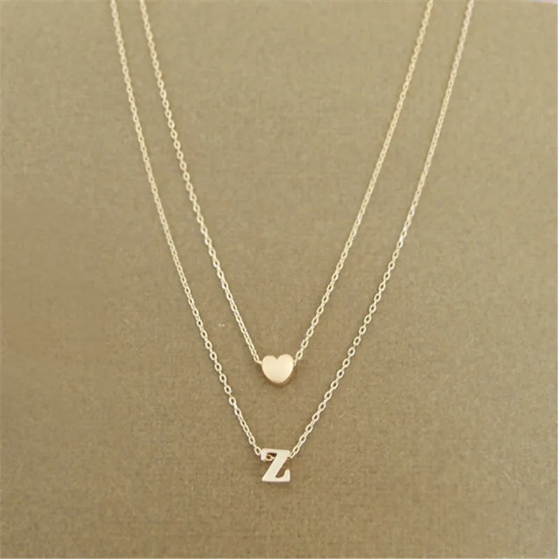 Модное ожерелье с подвеской в форме сердца инициала имени персонализированное