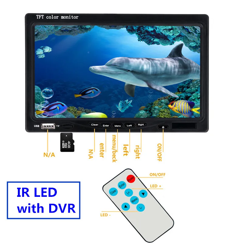 Pаспродажа Подводная камера BONLOR для поиска рыбы, водонепроницаемая HD камера для подледной рыбалки, 15 м, 7 дюймов, 1000 ТВЛ, 12 инфракрасных светодиодов