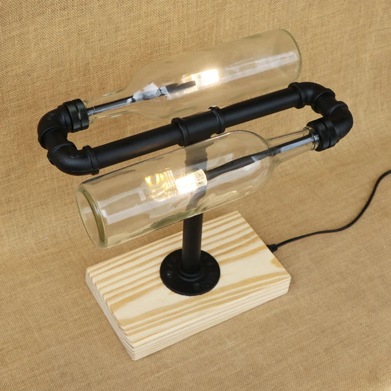 Современный изогнутый стеклянный абажур бутылка Настольный светильник включает