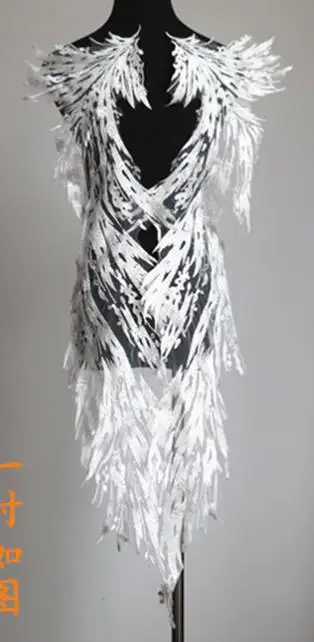 A White 1 Pair price Большой размер крылья вышивка аппликация узор кружева патч цветок ткань паста DIY свадебное платье одежда аксессуары - Цвет: A White 1 Pair price