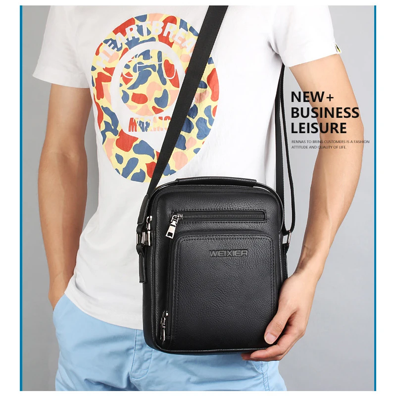 new fashion designer high quality pu leather men shoulder bag casual zipper office messenger bags for men crossbody bags free global shipping