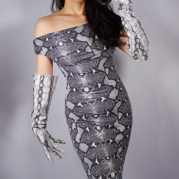 Женские длинные перчатки из искусственной кожи с широким рукавом женские