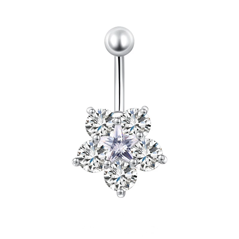 Пирсинг пупка цветка из нержавеющей стали живота для Кольца женские ювелирные