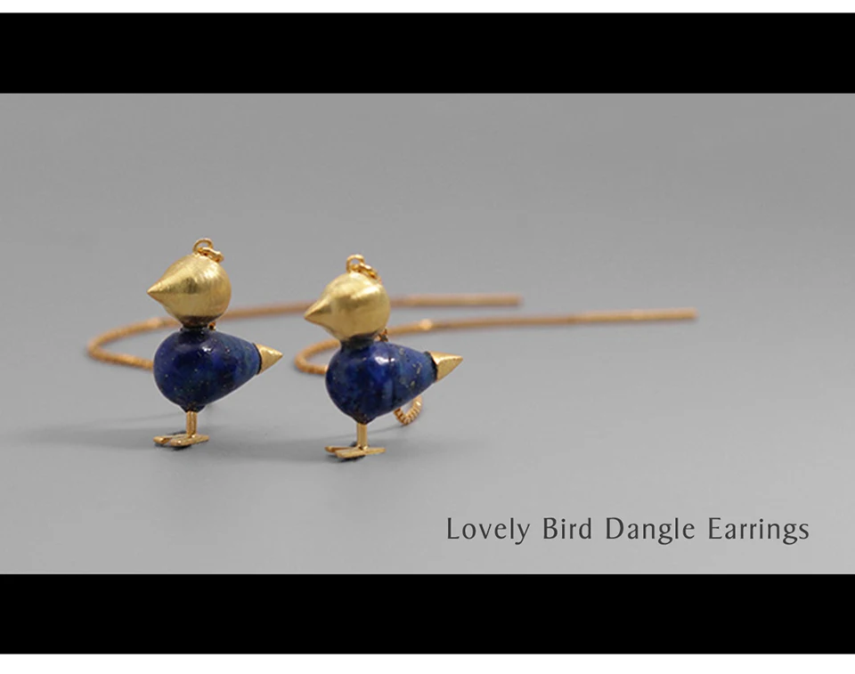 Lotus Fun реальные 925 пробы серебра, природных драгоценных камней ручной работы Fine Jewelry прекрасная птица простой подвесные Сережки для Для женщин