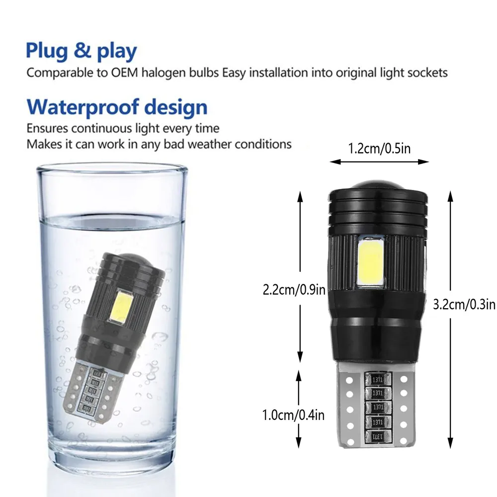 Новинка беласветодиодный Светодиодная лампа T10 6 SMD 5730 Canbus без ошибок