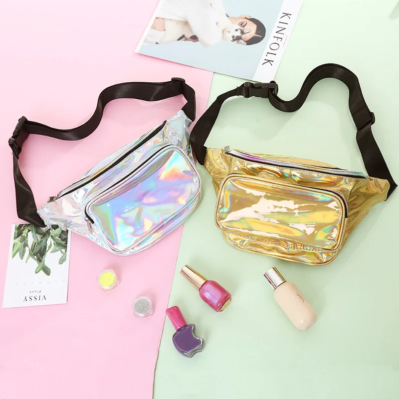 Женские кожаные сумки на пояс водонепроницаемые через плечо с голограммой лето