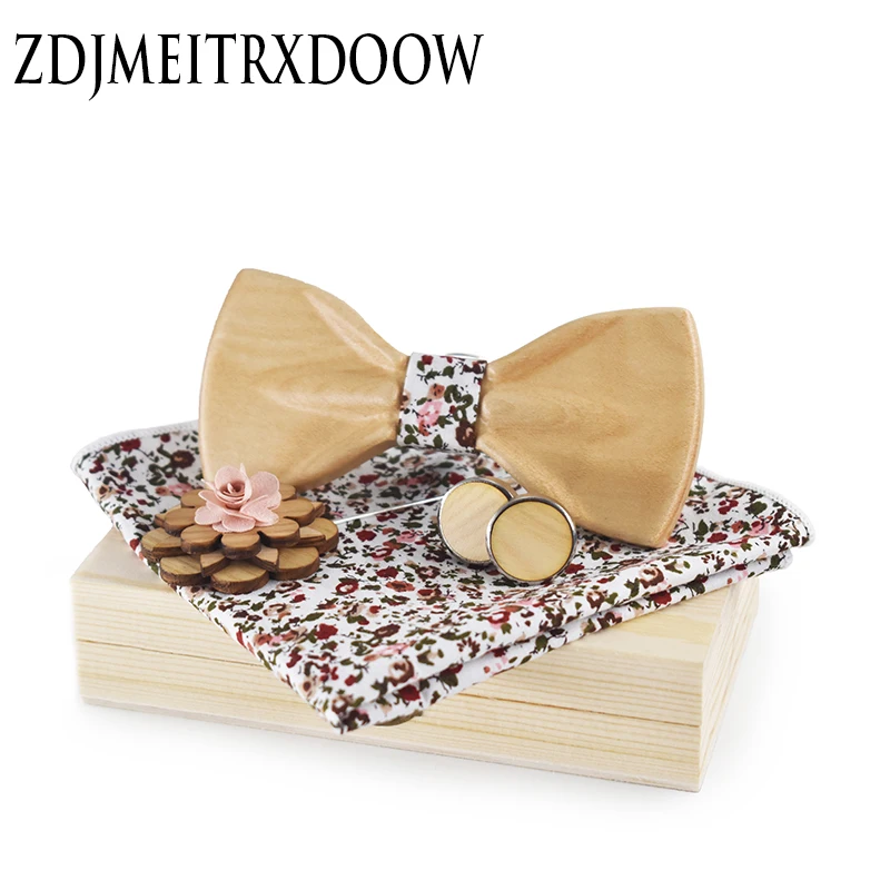 

Novelty Fashion Bow Ties for Men Women Best Quality Classic Wood Bowtie 3D Handmade Brooch Butterfly Wood Bow Tie Gravata Set