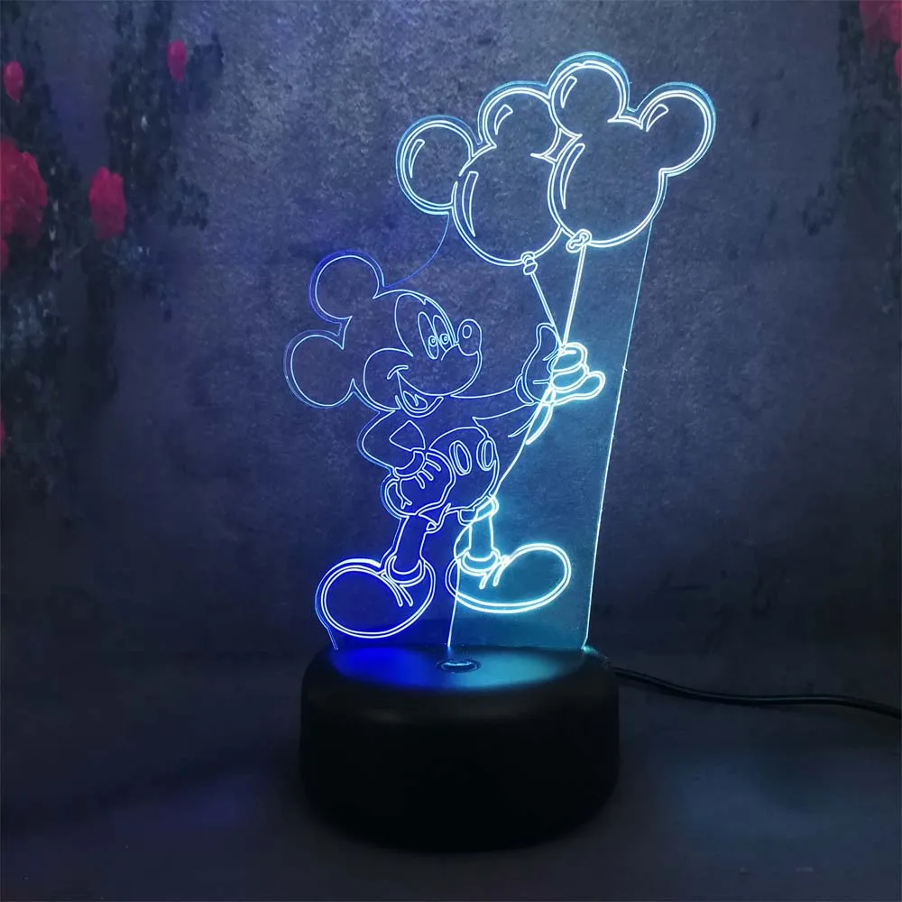 Супер милый Микки шар 3D смешанный цвет ночник Иллюзия USB led свет Рождество День