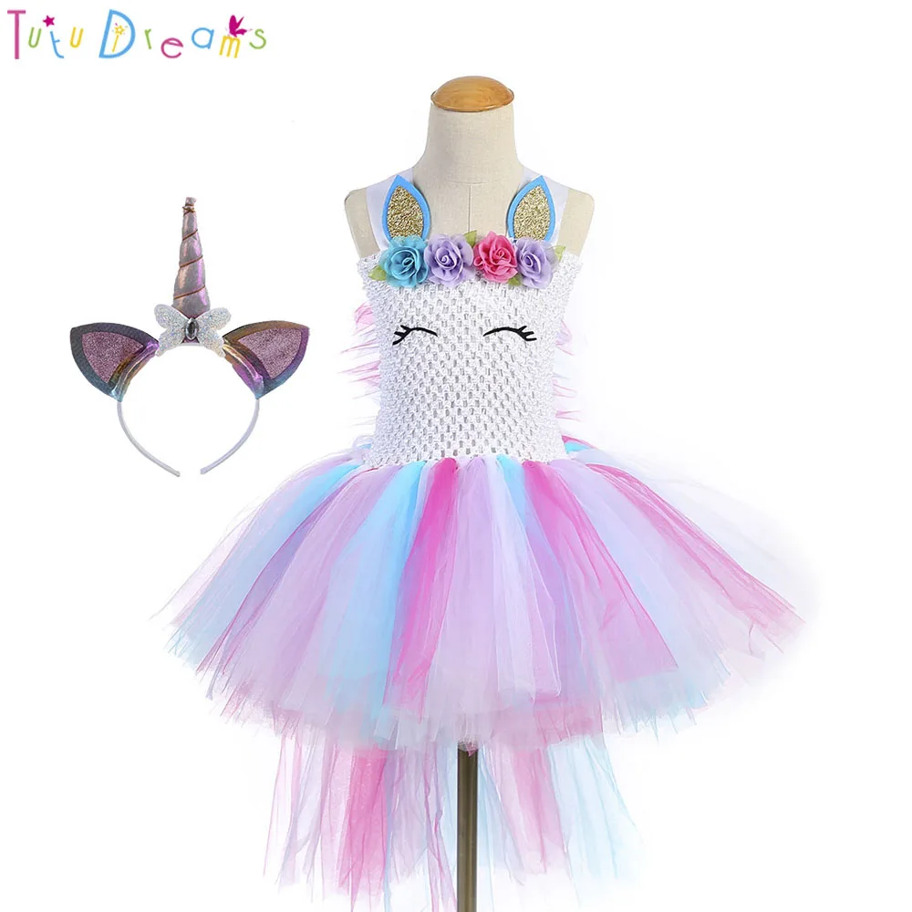 Платье-пачка с единорогом для девочек Детский костюм на день рождения вечеринку