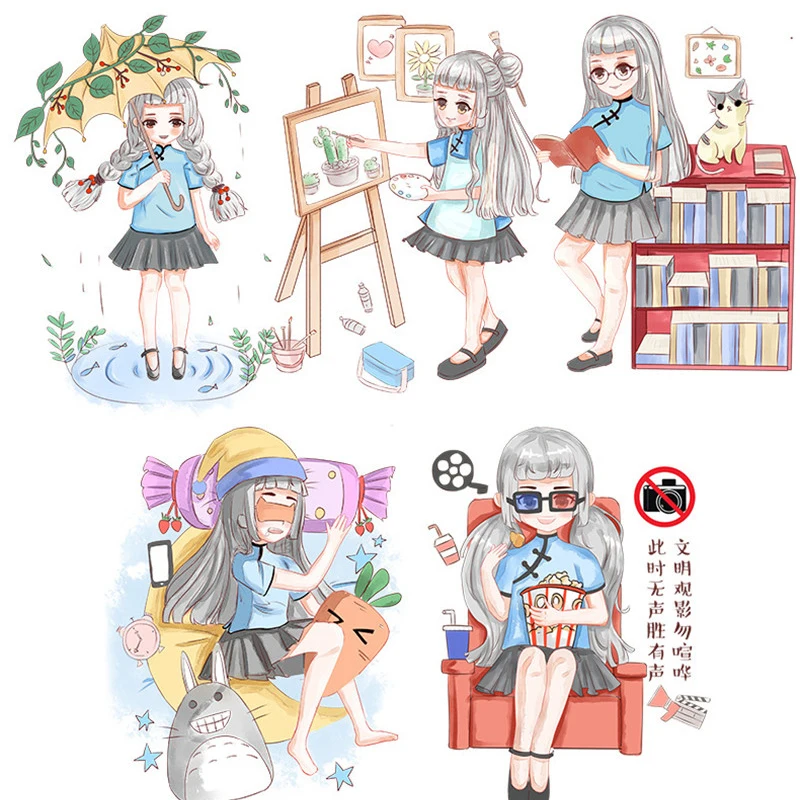 Васи ленты мультфильм девушки DIY Дневник стикер Скрапбукинг планировщик тетрадь