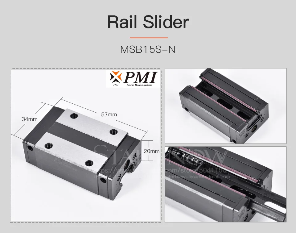 Тайваньский PMI MSB15S-N ползунок блок линейной направляющей каретки для ЧПУ маршрутизатор лазерный станок 3d принтер части оборудования