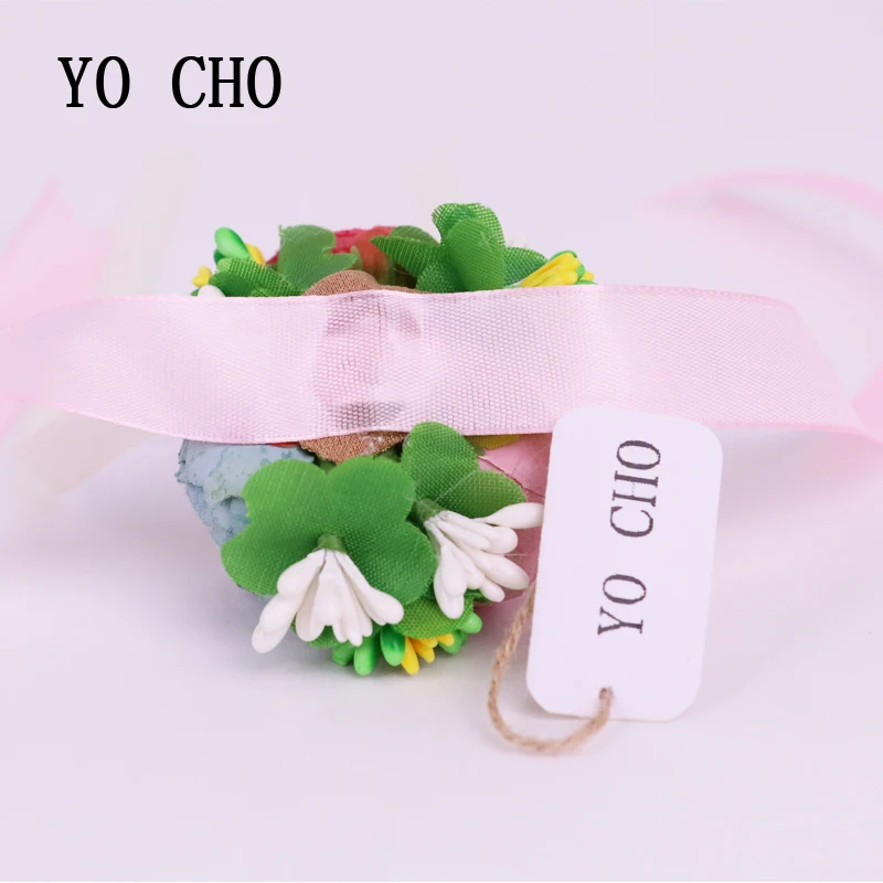 YO CHO мода 1 шт. искусственная Роза на запястье шелковая лента Искусственные