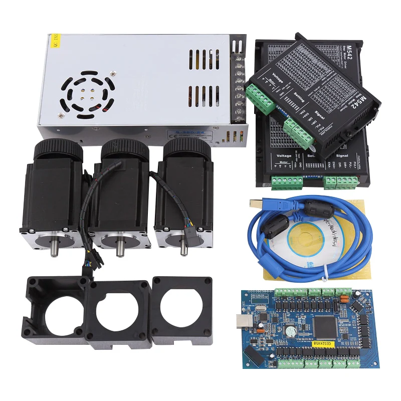 2018 ЧПУ MACH3 USB Комплект 3 шт. Nema 23 шаговый двигатель 57HS76 3A + драйвера M542 плата