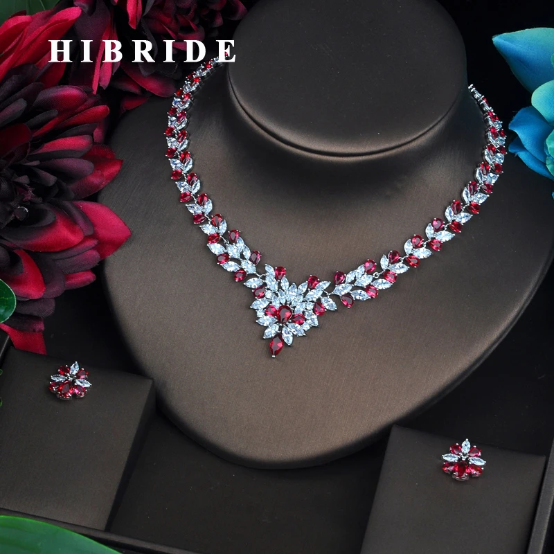 Роскошное красное цветочное колье HIBRIDE в форме венка с фианитами свадебные
