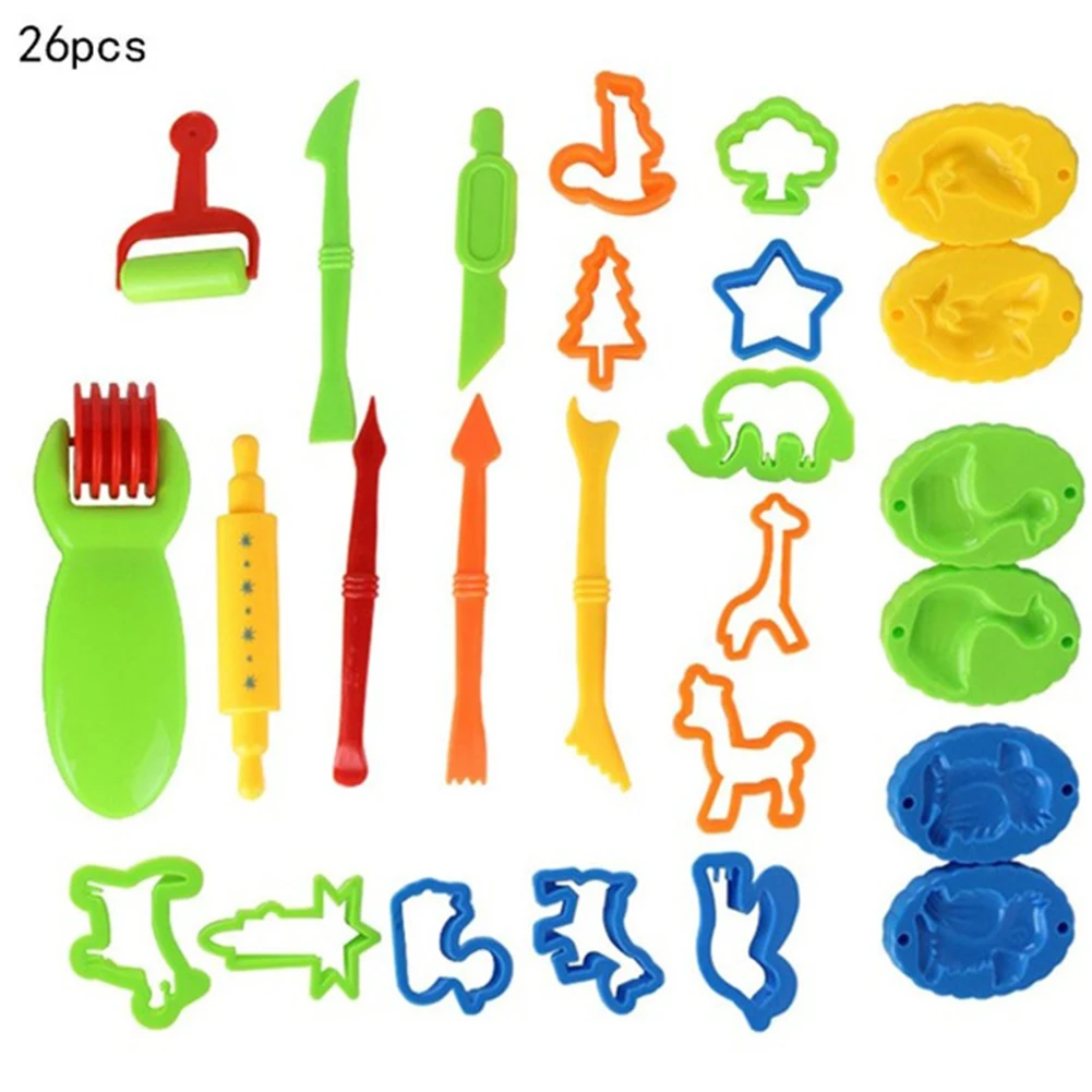 26pcs Plasticine Child DIY Environmental Toy Play Mould Kit Making Clay Tools Dough Colorful Mud Squeezer | Дом и сад