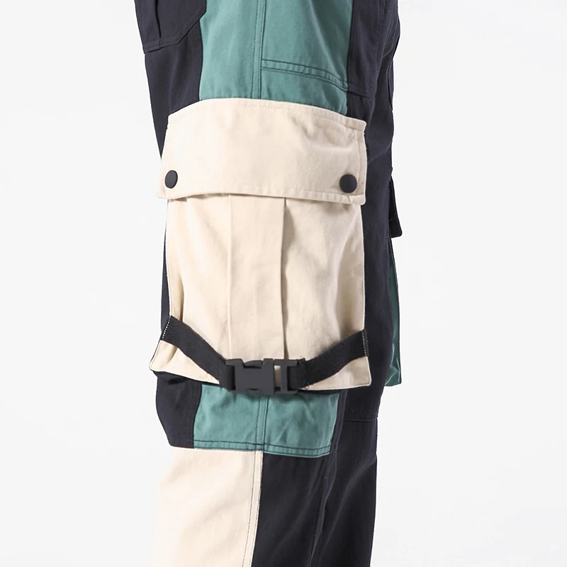 

Cotton Multi-Pockets Safari Style Fashion Cargo Pants Men 2021 Autumn Hip Hop Streetwear Casual Elastic Trousers Men