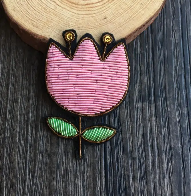 Шелковая брошь-нашивка в виде Розы индийская шелковая проволока ручная работа