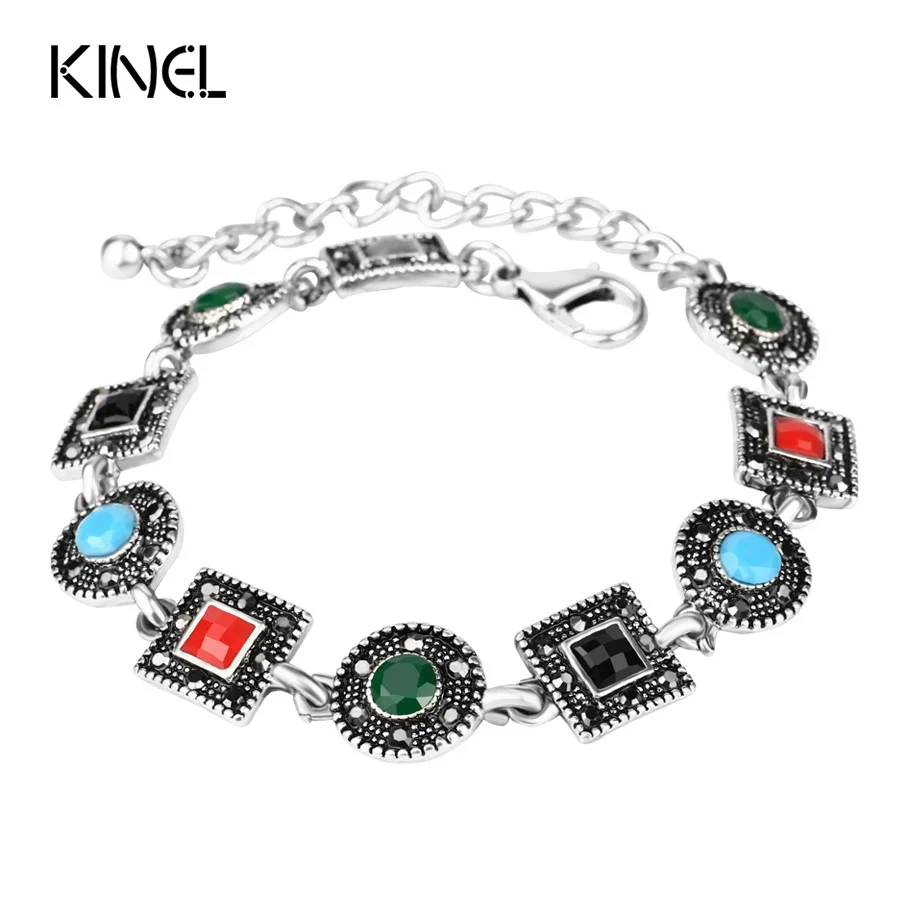 Индийский стиль черные кристаллы Винтажные Ювелирные изделия браслеты Женский