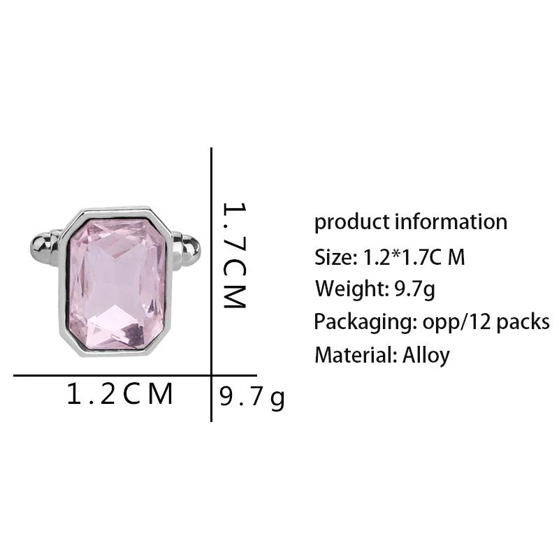 1 Pair Fashion Colorful Glass Cufflinks Cuff Links Womens Mens Dress Business Wedding Cufflinks Gift Present(Pink