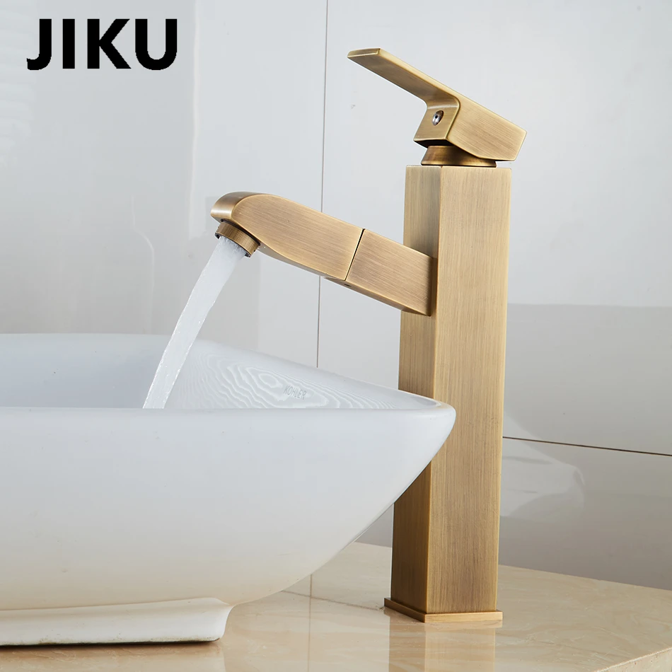 JIKU выдвижной кухонный кран для раковины на бортике струйный Распылитель кухонный смеситель кран с одной ручкой для ванной кухни горячий холодный кран