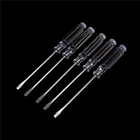 5 шт.лот маленькая Магнитная Точная прозрачная отвертка инструмент для ремонта дома Нескользящая ручка плоская головка шлицевая отвертка