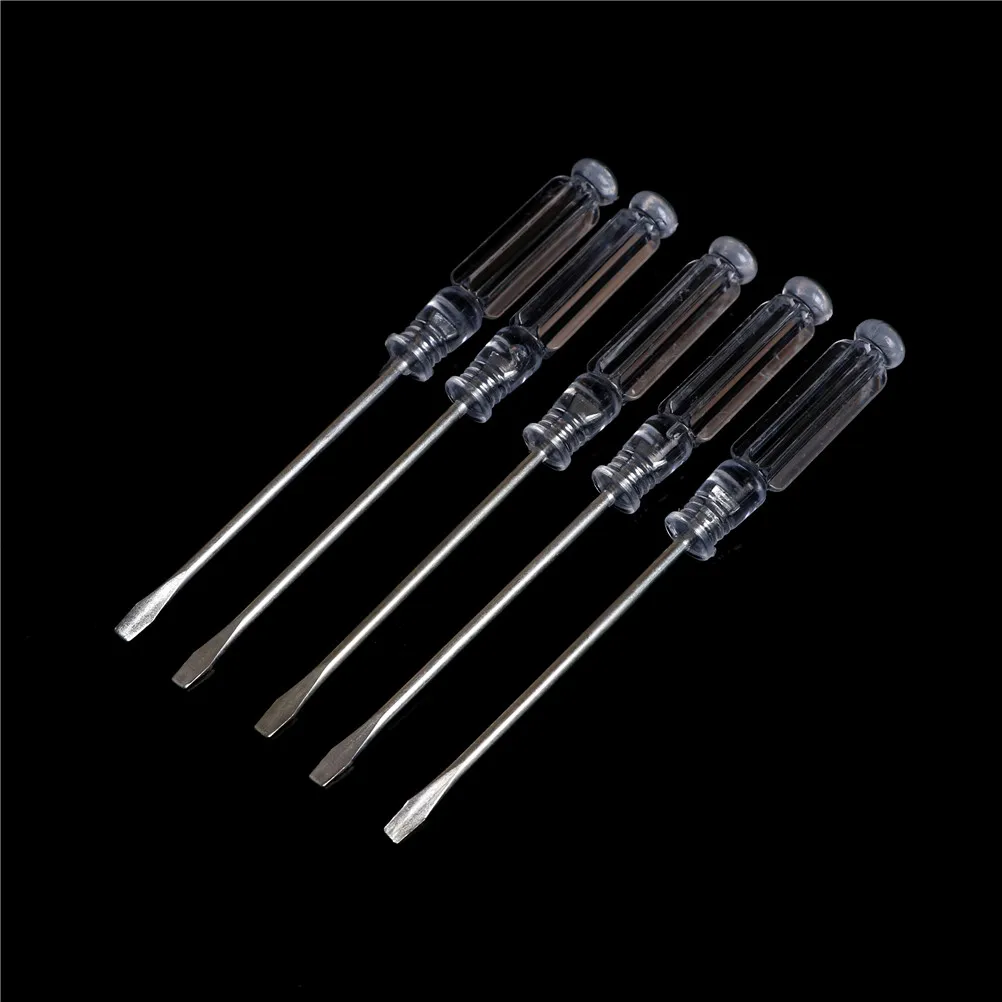 5pcs/lot HELTC Nonslip Handle Flat Head Slotted Screwdriver Mini Small Magnetic Precision Clear Home Repair Tool | Инструменты