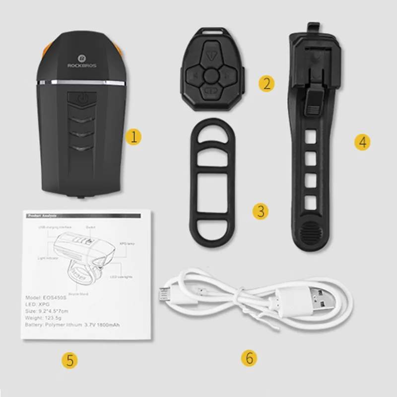 Велосипесветильник светодиодный передсветильник свет ROCKBROS беспроводной