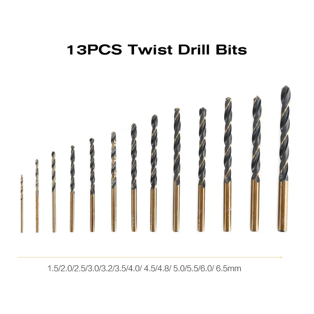 13PCS Tungstenic Drill Bits M2 HSS Steel Straight Shank 1.5-6.5mm Twist Bit Power Tools For Metal Wood Working | Инструменты