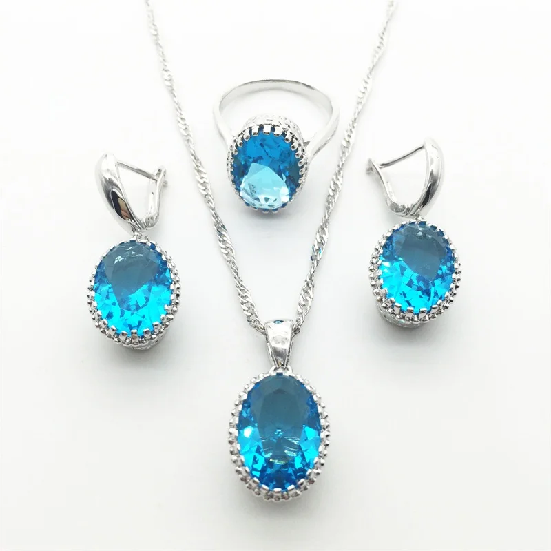 

Очаровательный женский ювелирный комплект из серебра 925 пробы с овальным морским и синим оттенком, серьги/Подвеска/ожерелье/кольца, бесплат...