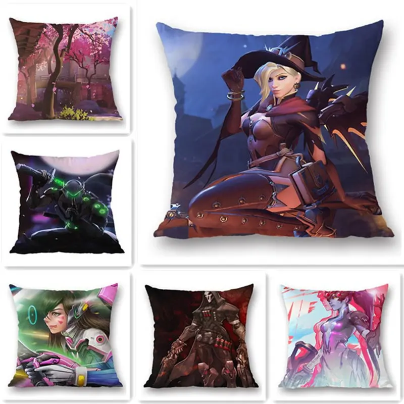Amellor 45*45 см накладные подушки OW Dva Mei Reaper Genji Подушка Двусторонняя Solf Автомобильная