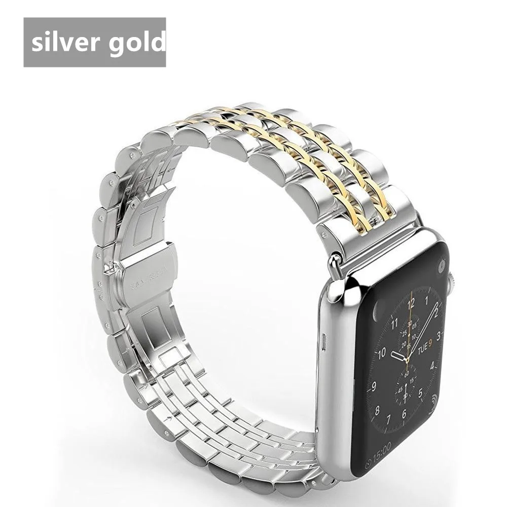 Gold band case Чехол+ ремешок для apple watch 42 мм 38 мм apple watch 4 3 5 iwatch band correa из нержавеющей стали pulseira Butterfly ремешок для часов - Цвет ремешка: Gold band case