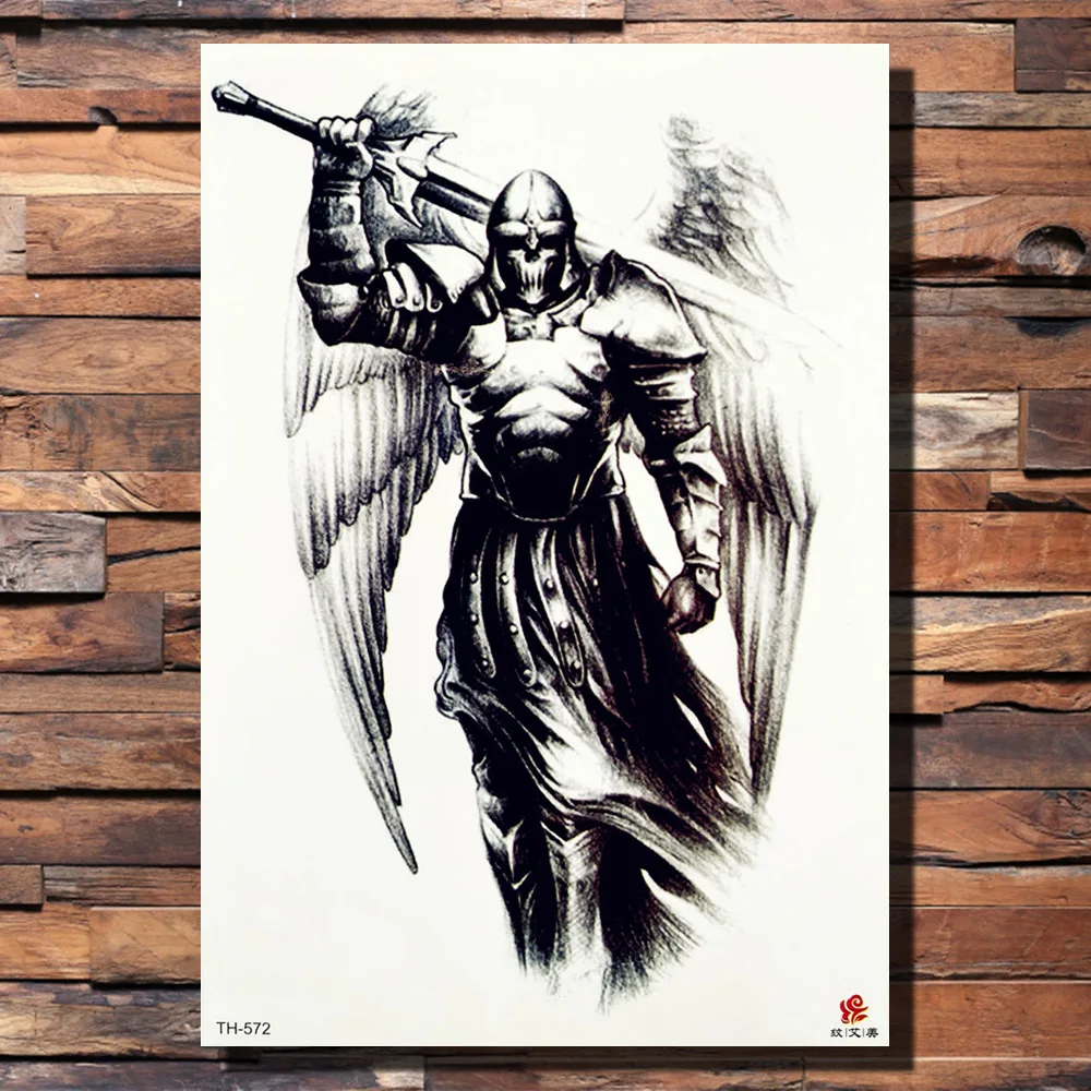 FANRUI Wings Swordsman череп временная татуировка стикер Леопард мальчик зубы Монстр