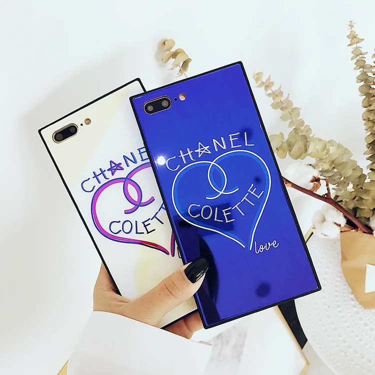Laser square blue glass case phone For iPhone 6 6S 7 8 Plus X | Мобильные телефоны и аксессуары