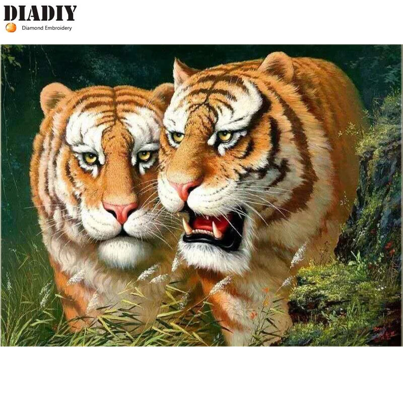 Алмазная вышивка DIADIY Full животное тигр 5D алмазная живопись крестиком 3D мозаика