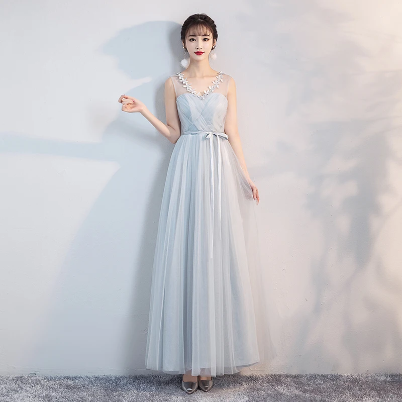 Женские Платья для подружек невесты с v образным вырезом синие серые вечерние