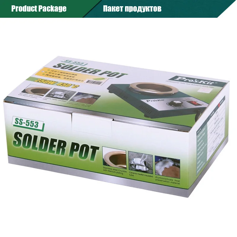 Pro'skit 250 Вт 300 Вт бессвинцовый припой бар горшок Пайка и Распайка Оловянная ванна горшок сварочный припой плавильная печь проволочный Луженый горшок
