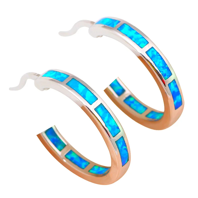 Brincos оптовая супер поставщиком Новый Синий огненный опал Серебро штамп ужин