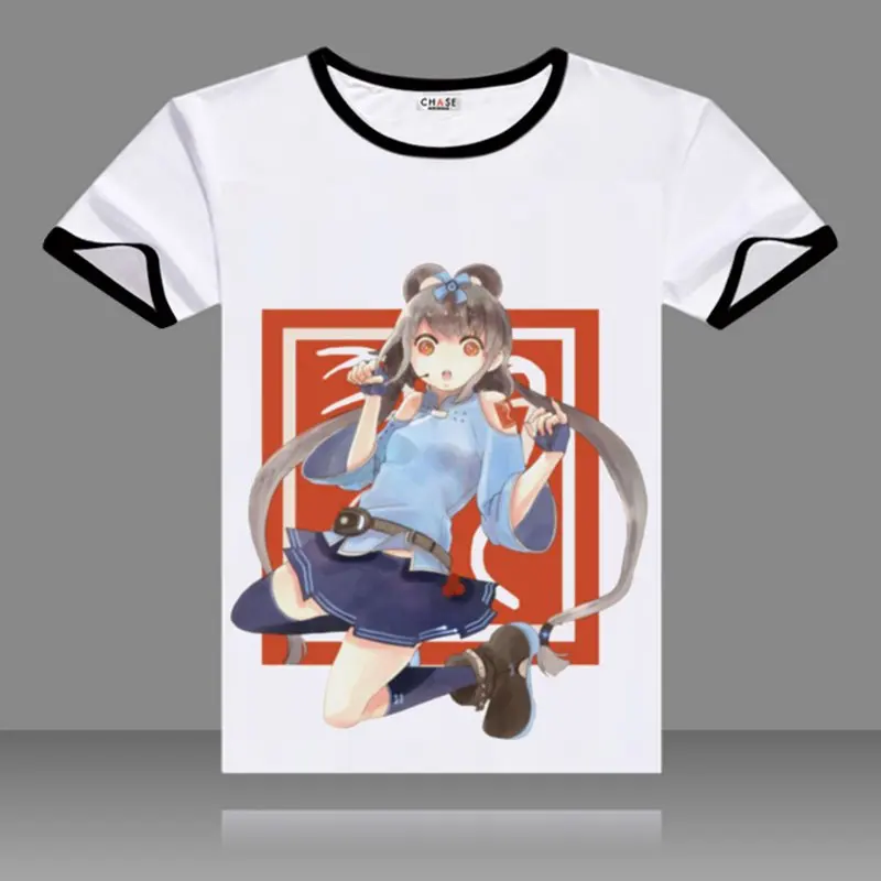 Футболки VOCALOID3 Luo Tianyi черные топы с круглым вырезом и короткими рукавами модные