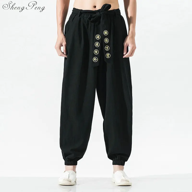 Roupa Chinesa Tradicional Masculina Oriental Uniforme Kung fu Calças Q782