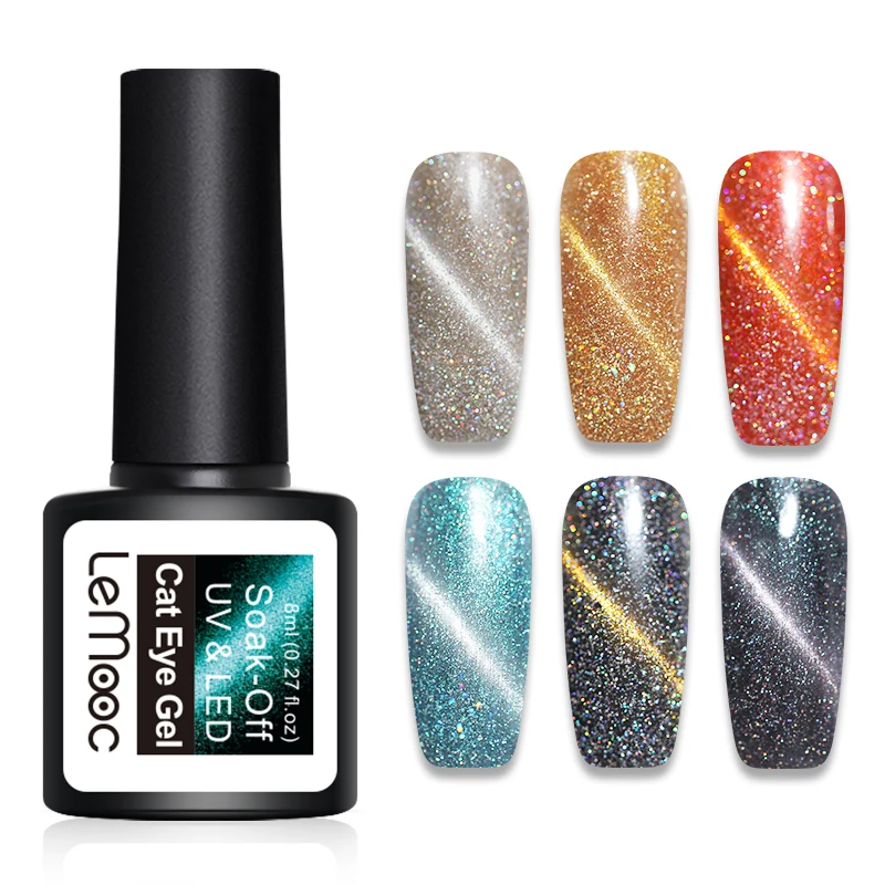 Lemooc 8 мл Блестящий магнитный гель Магнитный Кот лазер для ногтей Гель лак