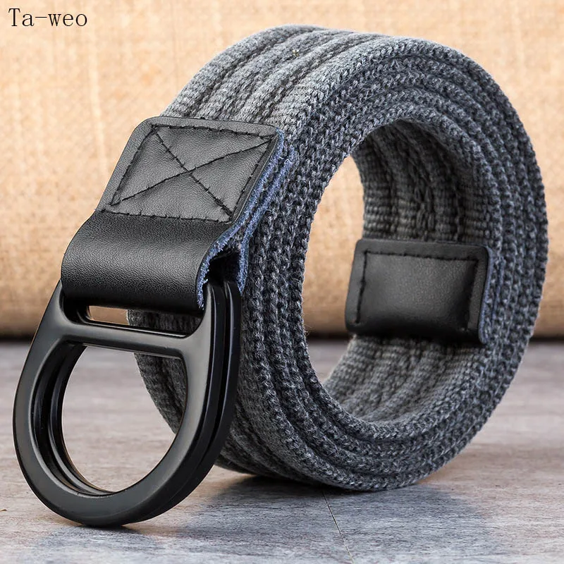 

Ta-weo Causal Unisex Youth Men Braid Canvas Belt, 1.5'' Wide Retro Double-ring Buckle Waistband For Women, Size Range 110-160 cm