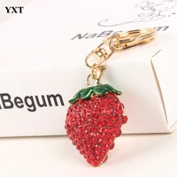 strawberry red lovely charm pendent crystal purse bag car key ring chain jewelry gift fruit series