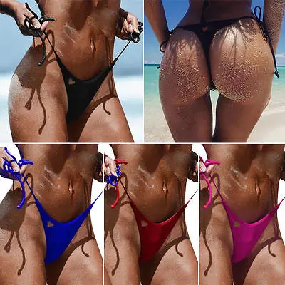 Sexy Women bandage high waist thong shorts Brazilian Side tie Cheeky Bottoms Thong V Swimwear Swimsuit beachwear swimming | Спорт и