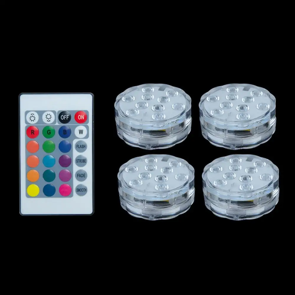 4 lamp 1 controller Погружной светодиодный светильник s RGB многоцветный Водонепроницаемый 10 светодиодный s лампы светильник пульт дистанционного управления для сада ВАЗА БАЗА Хэллоуин Праздник светильник ing Декор - Испускаемый цвет: 4 lamp 1 controller
