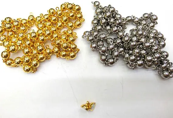 

24sets Gunmetal Clasp Brass Magic clasp connetor brass Magnetic clasps round olive egg silver gold gunmetal jewelry clasps 6-12m