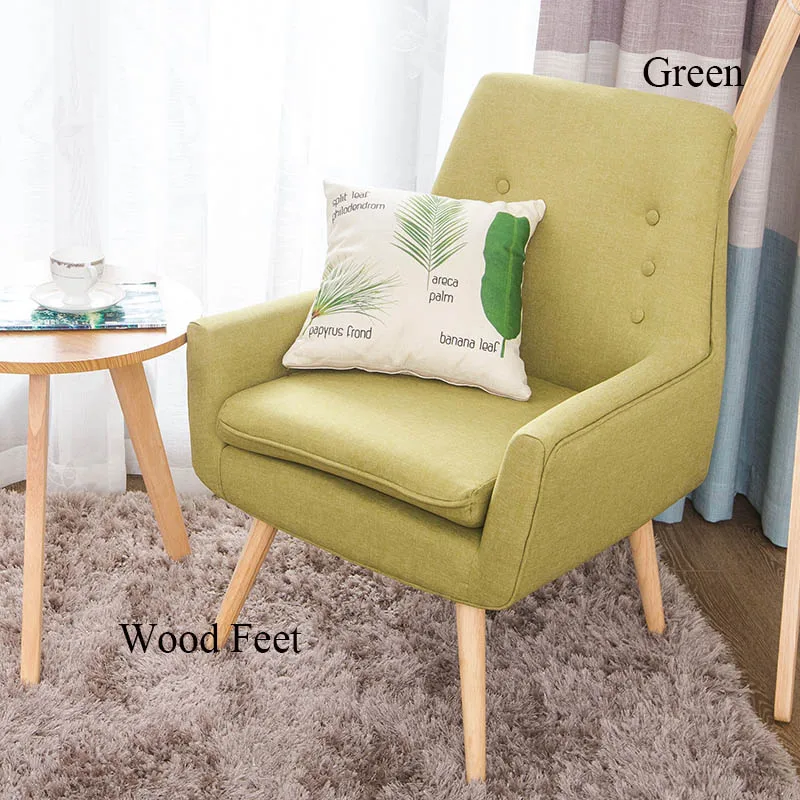 Wood Feet Green Современный скандинавский ленивый диван досуг на спине ресторанный стул скандинавский дом компьютер Спальня Кабинет личность шезлонг - Цвет: Wood Feet Green