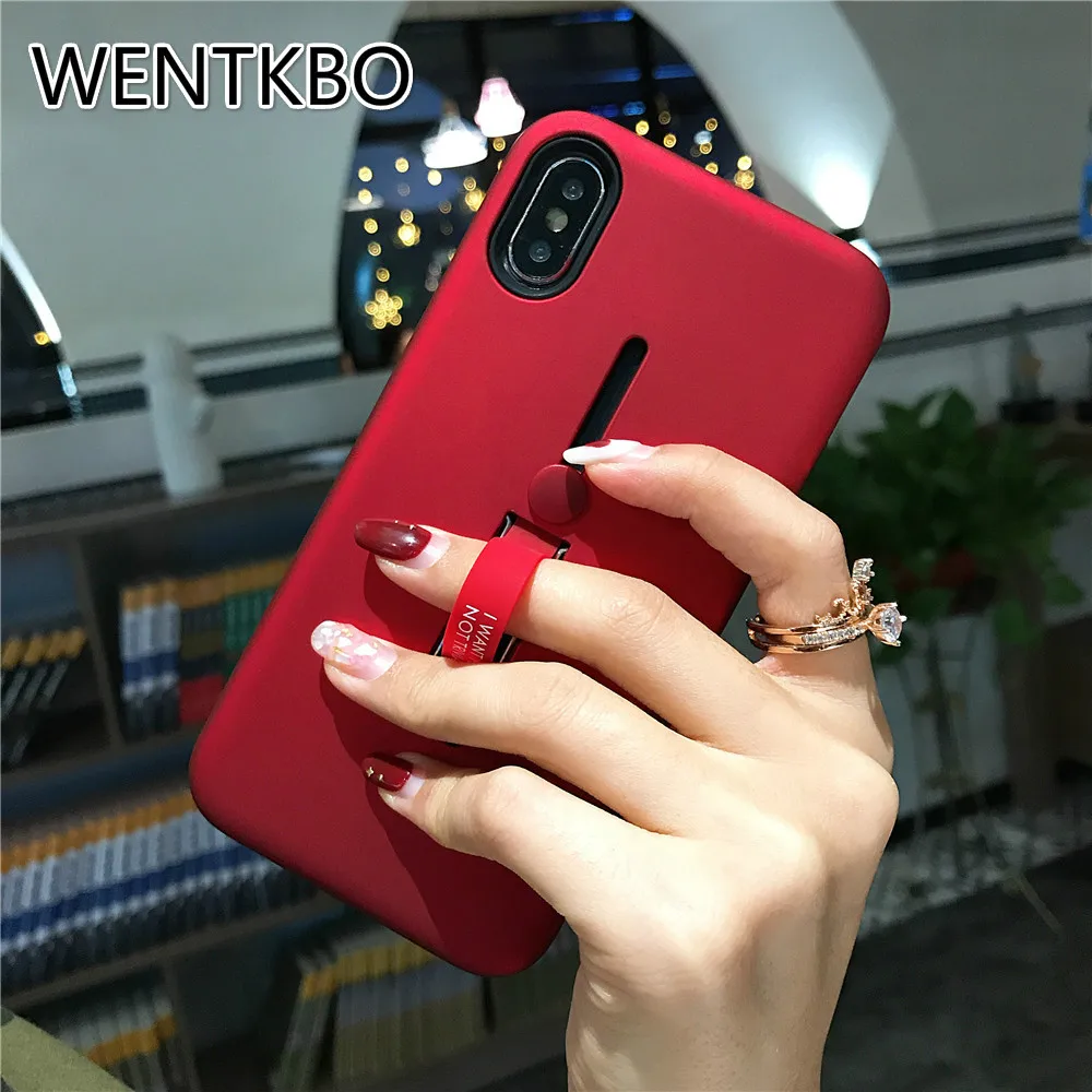 Для iPhone 7 Чехол простой сплошной цветной силикон кольцо чехол для X XS MAX XR 6 6s 8 плюс