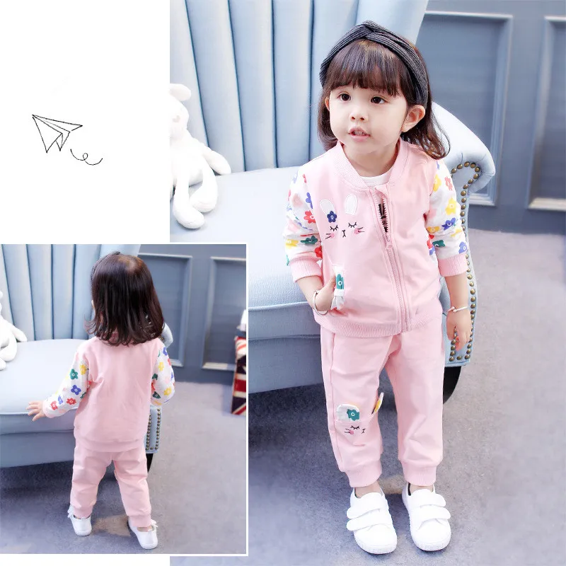 Комплект одежды для девочек весенний Повседневный хлопковый комплект с